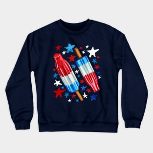 Patriotic Rocket Pop and Stars Pattern Crewneck Sweatshirt